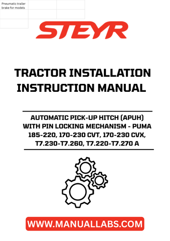 Introducing the STEYR Automatic Pick-Up Hitch (APUH) with a reliable pin locking mechanism, designed specifically for the Puma 185-220, 170-230 CVT, 170-230 CVX, and T7.230-T7.260, T7.220-T7.270 tractor models. This innovative hitch system enhances your tractor's versatility, allowing for seamless attachment and detachment of implements, making your farming tasks more efficient and streamlined.