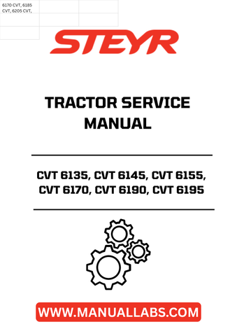 Discover the ultimate resource for maintaining your STEYR CVT tractor series with the STEYR CVT 6135, CVT 6145, CVT 6155, CVT 6170, CVT 6190, CVT 6195 Tractor Service Manual. This comprehensive guide is designed to provide you with detailed instructions and insights, ensuring your tractor operates at peak performance.