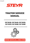 Unlock the full potential of your STEYR CVT tractor with the comprehensive Service Manual designed specifically for models CVT 6135, CVT 6145, CVT 6155, CVT 6170, CVT 6190, and CVT 6195. This essential guide provides detailed instructions and insights to ensure your tractor operates at peak performance, helping you tackle any task with confidence.