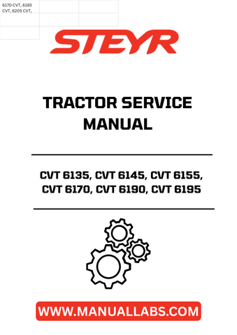 Unlock the full potential of your STEYR CVT tractor with the comprehensive Service Manual designed specifically for models CVT 6135, CVT 6145, CVT 6155, CVT 6170, CVT 6190, and CVT 6195. This essential guide provides detailed instructions and insights to ensure your tractor operates at peak performance, helping you tackle any task with confidence.