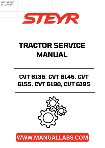 Unlock the full potential of your STEYR CVT tractor with the comprehensive Service Manual for models 6135, 6145, 6155, 6190, and 6195. This essential guide provides detailed insights into maintenance, troubleshooting, and repair, ensuring your tractor operates at peak performance.