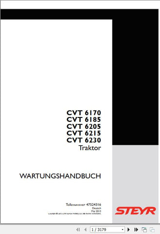 Discover the ultimate resource for your STEYR CVT tractor with the STEYR CVT Tractor Workshop Manual (Part No. 47524316). This comprehensive PDF file is designed to provide you with detailed insights and step-by-step instructions for maintenance, repairs, and troubleshooting, ensuring your tractor operates at peak performance.