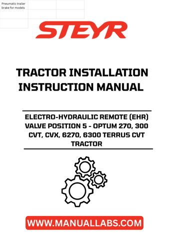 Introducing the STEYR Electro-Hydraulic Remote (EHR) Valve Position 5, designed specifically for the Optum 270, 300 CVT, CVX, 6270, and 6300 Terrus CVT tractors. This essential installation instructions manual (part number 47855084) provides clear, step-by-step guidance to ensure a seamless setup process, allowing you to maximize the efficiency of your tractor's hydraulic system.