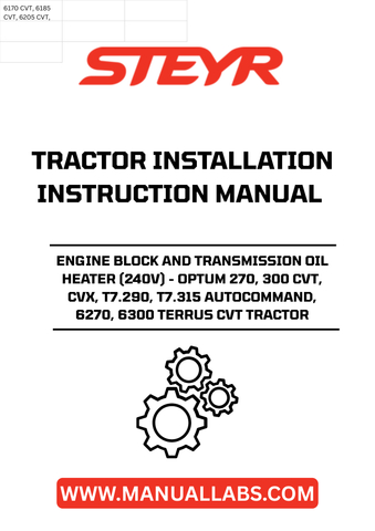 Introducing the STEYR Engine Block and Transmission Oil Heater (240V), designed specifically for the Optum 270, 300 CVT, CVX, T7.290, T7.315 Autocommand, 6270, and 6300 Terrus CVT tractors. This essential accessory ensures optimal engine performance by preheating the oil, reducing wear and tear during cold starts, and enhancing fuel efficiency.