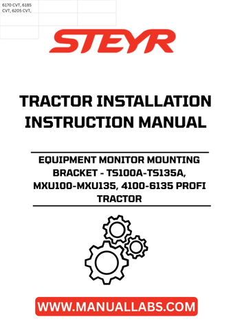 Enhance your STEYR tractor's functionality with the STEYR Equipment Monitor Mounting Bracket, designed specifically for models TS100A-TS135A and MXU100-MXU135, as well as the 4100-6135 PROFI series. This robust mounting solution ensures that your equipment monitor is securely positioned for optimal visibility and accessibility, allowing you to keep track of vital performance metrics while on the go.