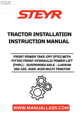 Enhance your STEYR tractor's capabilities with the Front Power Take-Off (PTO) featuring a fitted Front Hydraulic Power Lift (FHPL). Designed specifically for the LUXXUM 100-120 and 4100-4120 multi-tractor models, this robust attachment allows for seamless integration and improved functionality, making it an essential addition for any serious operator.