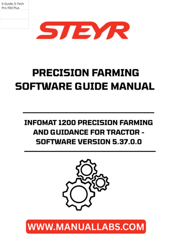 Experience the future of farming with the STEYR Infomat 1200 Precision Farming and Guidance Software. Designed specifically for tractors, this advanced software version 5.37.0.0 enhances your agricultural operations by providing precise guidance and data management. With its user-friendly interface, you can easily navigate through features that optimize field performance and improve overall efficiency.