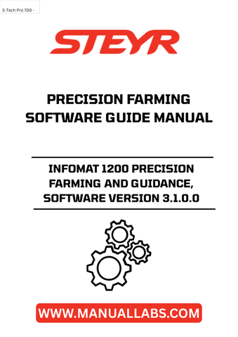 Elevate your farming efficiency with the STEYR Infomat 1200 Precision Farming and Guidance Software, version 3.1.0.0. This advanced software solution is designed to optimize your agricultural operations, providing you with the tools needed for precise field mapping, crop management, and data analysis.