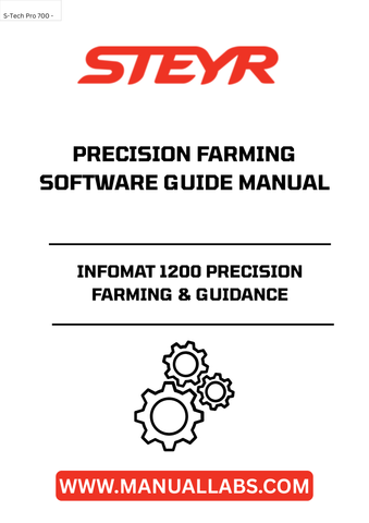 Unlock the full potential of your STEYR tractor with the STEYR Infomat 1200 Precision Farming & Guidance Software Guide Manual. This comprehensive manual is designed to enhance your farming efficiency by providing detailed instructions on utilizing advanced precision farming techniques. With easy-to-follow guidelines, you can optimize your operations and make informed decisions that lead to increased productivity.