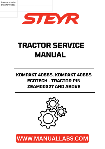 Discover the essential STEYR KOMPAKT 4055S and 4065S ECOTECH Tractor Service Manual, designed specifically for models ZEAM00327 and above. This comprehensive guide provides detailed insights into maintenance, troubleshooting, and repair procedures, ensuring your tractor operates at peak performance.