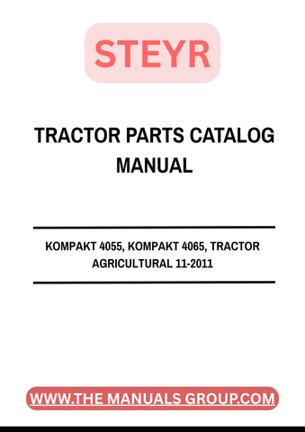 Discover the ultimate resource for maintaining your STEYR KOMPAKT 4055 and 4065 tractors with the comprehensive Agricultural Parts Catalog Manual (11-2011E). This essential guide, catalog number 84350758, provides detailed diagrams and part numbers, ensuring you can easily identify and order the components you need for optimal performance.