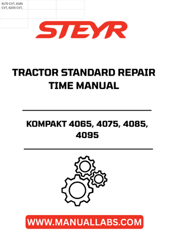 Enhance your maintenance efficiency with the STEYR KOMPAKT 4065, 4075, 4085, 4095 Tractor Standard Repair Times Manual (Part No. 84213951). This comprehensive guide provides detailed repair times, ensuring you have the essential information at your fingertips to keep your tractor running smoothly.