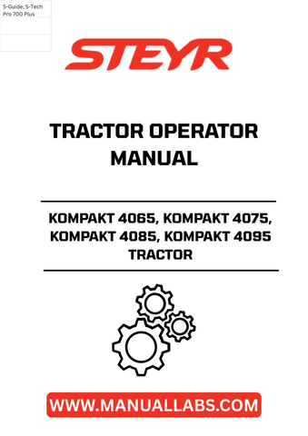 Enhance your operational efficiency with the STEYR KOMPAKT 4065, 4075, 4085, and 4095 Tractor Operator Manual. This comprehensive guide is designed to provide you with essential information and insights to maximize the performance of your tractor. Whether you're a seasoned operator or new to the STEYR family, this manual is an invaluable resource for understanding your machine's capabilities.