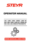 Discover the essential STEYR Attachments Operator Manual, designed specifically for models L40, L400, L500, L6000, L400 HD, V40, V60, V500, V400 HD, V5000 HD, C30, C40, U40, and W500. This comprehensive guide provides detailed instructions and insights to help you maximize the performance of your equipment.