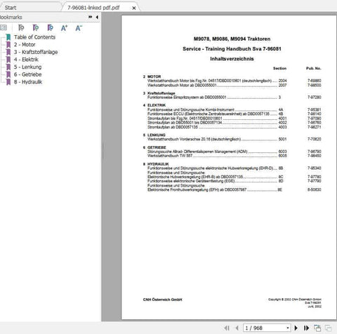Enhance your tractor maintenance skills with the STEYR M9078, M9086, and M9084 Tractor Service Training Manual (7-96081). This comprehensive PDF file is designed for both novice and experienced operators, providing essential insights into the operation and servicing of these powerful machines.