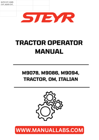 Discover the essential STEYR M9078, M9086, and M9094 Tractor Operator Manual, designed specifically for your OM Italian tractor. This comprehensive guide provides detailed instructions and insights to help you operate and maintain your tractor efficiently, ensuring optimal performance in every task.