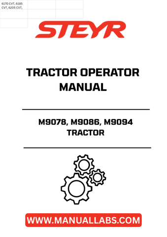 Enhance your operational efficiency with the STEYR M9078, M9086, M9094 Tractor Operator Manual. This comprehensive guide is designed specifically for your STEYR tractor models, ensuring you have all the essential information at your fingertips. From maintenance tips to troubleshooting advice, this manual is an invaluable resource for both novice and experienced operators.