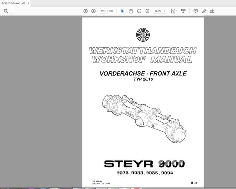 Discover the ultimate resource for maintaining your STEYR M9078, M9086, and M9094 tractors with the comprehensive Service Training Manual (7-96101) in PDF format. This manual is meticulously designed to provide you with in-depth knowledge and practical guidance, ensuring that you can perform repairs and maintenance with confidence.