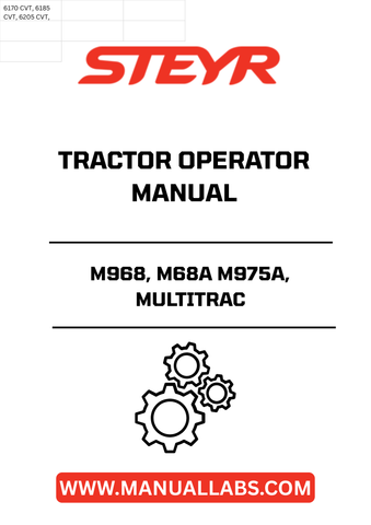 Enhance your operational efficiency with the STEYR M968, M68A M975A, MULTITRAC TRACTOR OPERATOR MANUAL. This comprehensive guide is designed to provide you with essential information and insights to maximize the performance of your tractor. Whether you're a seasoned operator or new to the machinery, this manual is an invaluable resource.