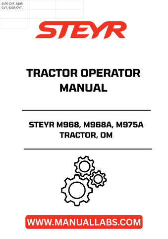 Discover the essential STEYR M968, M968A, and M975A Tractor Operator Manual (Part No. 6-25480), designed to enhance your operational efficiency and ensure optimal performance of your tractor. This comprehensive guide provides detailed instructions, maintenance tips, and troubleshooting advice tailored specifically for your STEYR model.
