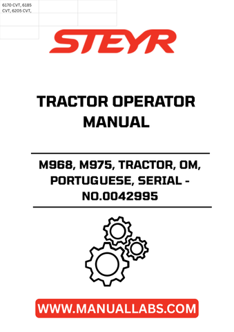 Discover the essential STEYR M968 and M975 Tractor Operator Manual, designed specifically for your OM Portuguese model. This comprehensive guide, with serial number 0042995, provides detailed instructions and insights to help you operate your tractor efficiently and safely.
