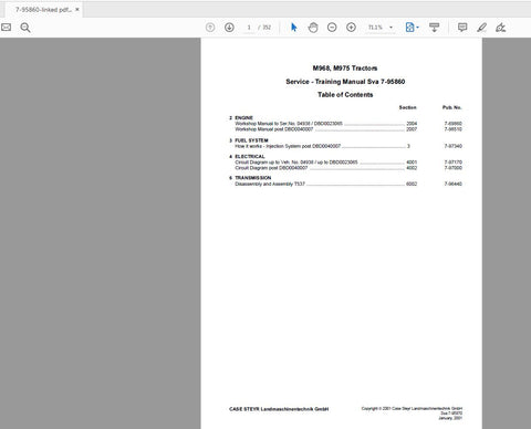 Discover the ultimate resource for maintaining your STEYR M968 and M975 tractors with the comprehensive Service Training Manual (Part No. 7-95860). This PDF file is designed to provide you with in-depth knowledge and step-by-step instructions, ensuring that you can perform repairs and maintenance with confidence.