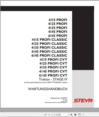 Discover the ultimate resource for your STEYR tractor with the STEYR Professional Tractor Workshop Manual (51666775) in PDF format. This comprehensive manual is designed to provide you with detailed insights and step-by-step instructions for maintenance, repairs, and troubleshooting, ensuring your tractor operates at peak performance.