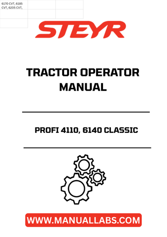 Enhance your farming efficiency with the STEYR PROFI 4110 and 6140 Classic Tractor Operator Manual. This comprehensive guide is designed to provide you with essential information on operating and maintaining your tractor, ensuring optimal performance in the field.