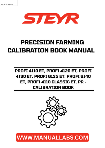 Introducing the STEYR PROFI Calibration Book, a must-have manual designed specifically for the PROFI 4110 ET, PROFI 4120 ET, PROFI 4130 ET, PROFI 6125 ET, PROFI 6140 ET, and PROFI 4110 CLASSIC ET models. This comprehensive guide ensures that you can achieve optimal performance and precision in your farming operations, making it an essential tool for any serious agricultural professional.