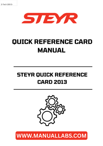  Enhance your farming efficiency with the STEYR Quick Reference Card 2013, designed specifically for precision farming. This comprehensive manual provides essential information at your fingertips, ensuring you have the tools you need to optimize your agricultural practices.