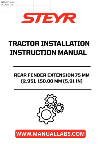 Enhance your tractor's performance and protection with the STEYR Rear Fender Extension. Designed to extend your fender by 75 mm (2.95 inches) and 150 mm (5.91 inches), this extension provides superior coverage against mud, debris, and water, ensuring your equipment remains in top condition during tough working conditions.