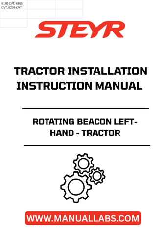Introducing the STEYR Rotating Beacon Left-Hand, designed specifically for seamless tractor installation. This high-visibility beacon ensures that your equipment stands out, enhancing safety on the job site. With its robust construction, it is built to withstand the rigors of outdoor use, making it an essential addition to your agricultural machinery.
