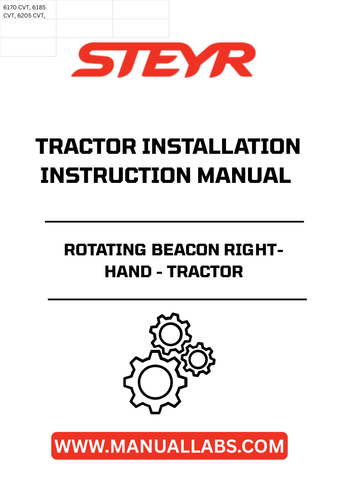 Introducing the STEYR Rotating Beacon Right-Hand, designed specifically for seamless tractor installation. This high-visibility beacon ensures that your equipment stands out in any environment, enhancing safety during operation. With its robust construction, it is built to withstand the rigors of outdoor use, making it a reliable choice for any agricultural or industrial setting.
