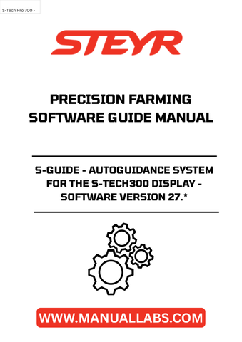 Introducing the STEYR S-GUIDE, the ultimate autoguidance system designed specifically for the S-TECH300 display. This advanced software version 27.* enhances your precision farming capabilities, ensuring optimal performance and efficiency in your agricultural operations. With the S-GUIDE, you can achieve unparalleled accuracy in your fieldwork, reducing overlap and saving valuable resources.