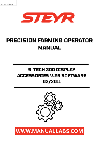 Enhance your precision farming experience with the STEYR S-TECH 300 Display Accessories V.26 Software. Designed for optimal performance, this software update from February 2011 ensures that your farming operations are streamlined and efficient. With the latest features, you can easily manage your agricultural tasks and improve productivity.