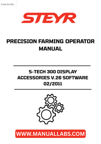 Enhance your precision farming experience with the STEYR S-TECH 300 Display Accessories V.26 Software. Designed for optimal performance, this software update from February 2011 ensures that your farming operations are streamlined and efficient. With the latest features, you can maximize productivity and make informed decisions in the field.