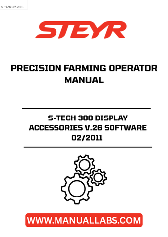 Enhance your precision farming experience with the STEYR S-TECH 300 Display Accessories V.26 Software. Designed for optimal performance, this software update from February 2011 ensures that your farming operations are streamlined and efficient. With the latest features, you can easily manage your agricultural tasks and make informed decisions based on real-time data.