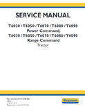New Holland Tractor T6030, T6050, T6070, T6080, T6090 Range Power Command Product Service Repair Operator Manual 884590566