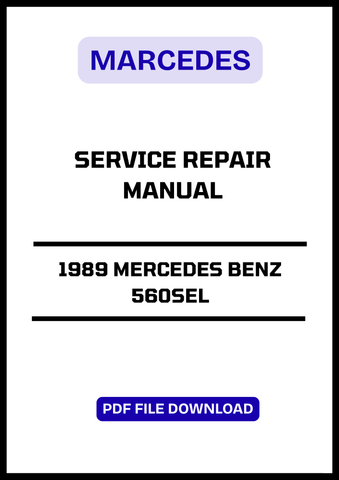 This is an Original factory Service And Repair Manual for 1989 Mercedes Benz 560SEL. Contains High Quality Images, Circuit Diagrams and Instructions to Help You to Service And Repair Your Machine. This Manual Can Be Used By Anyone From A First Time Owner/Amateur To A Professional Technician. All Manuals Are Printable, without restrictions, contains Searchable Text and bookmarks.