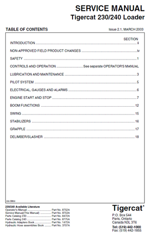 TIGERCAT 240 REPAIR MANUAL