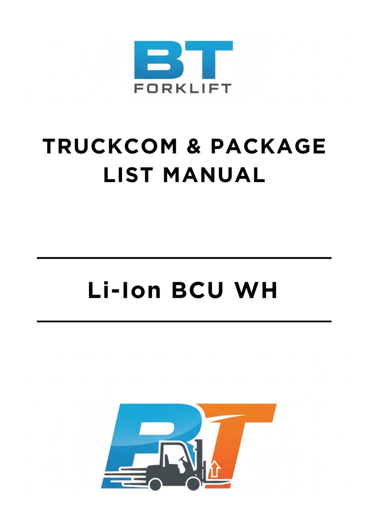 Download the Toyota BT Li-Ion BCU WH TruckCom & Package List Manual in ...