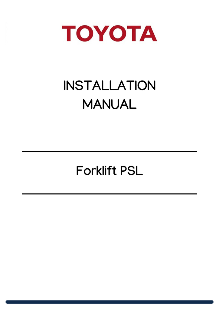 Toyota Forklift PSL Installation Manual PDF