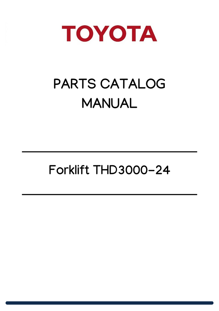 Toyota Forklift THD3000-24 Parts Catalog Manual PDF