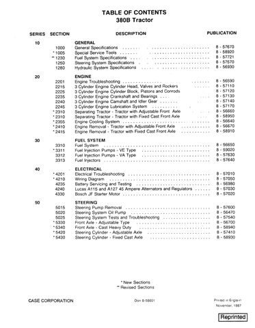 Case 380B Tractor Service Repair Manual 8-57691 - PDF File Download