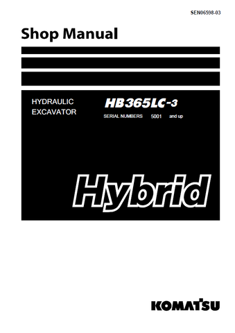 HB365LC-3 Komatsu Hybrid Hydraulic Excavator Service Repair Manual SN: 5001 and up Download PDF