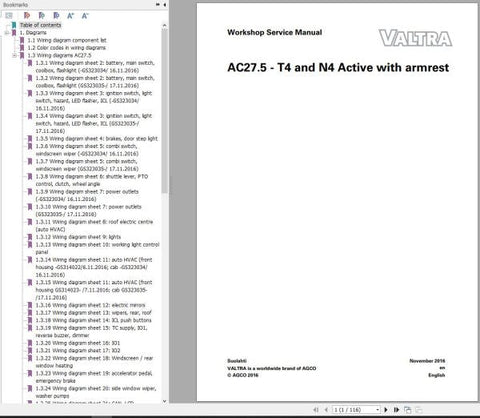 Discover the VALTRA Autocontrol System T4 N4 Active Electrical Diagram Manual AC27.5, a comprehensive PDF file designed for professionals and enthusiasts alike. This manual provides detailed electrical diagrams that simplify troubleshooting and maintenance, ensuring your Valtra equipment operates at peak performance.