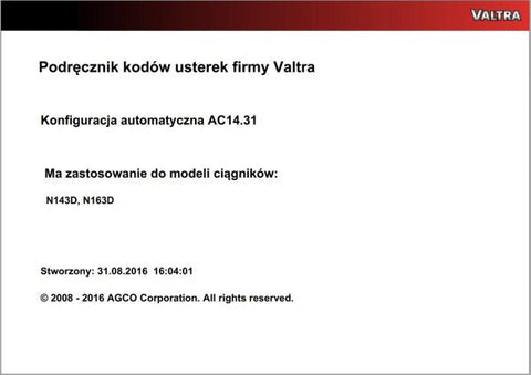 Discover the VALTRA Automation Configuration AC14.31 Service Code Manual, a comprehensive PDF guide designed for professionals seeking to optimize their Valtra machinery. This manual provides detailed insights into the automation configuration process, ensuring you have the knowledge to enhance performance and efficiency.
