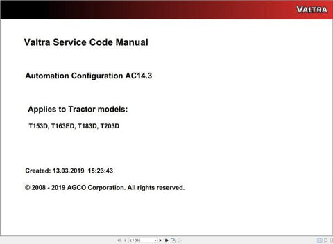 Unlock the full potential of your Valtra machinery with the VALTRA AUTOMATION CONFIGURATION AC14.3 SERVICE CODE MANUAL. This comprehensive PDF file serves as an essential resource for understanding and implementing automation configurations, ensuring your equipment operates at peak efficiency.