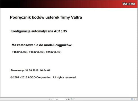 Designed for ease of use, this manual includes step-by-step procedures, troubleshooting tips, and service codes that simplify complex tasks. Whether you're performing routine maintenance or addressing specific issues, this guide empowers you to take control of your Valtra automation systems with confidence.