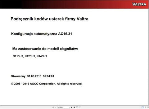 Unlock the full potential of your Valtra machinery with the VALTRA AUTOMATION CONFIGURATION AC16.31 SERVICE CODE MANUAL. This comprehensive PDF file serves as an essential resource for operators and technicians, providing detailed insights into the automation configuration process.